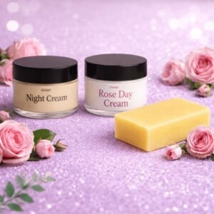 night glow cream & rose day cream (combo) (free glow soap)