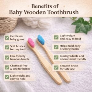 baby wooden toothbrush (2 brushes 199rs)