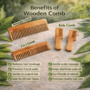 4 wooden combs (family pack)