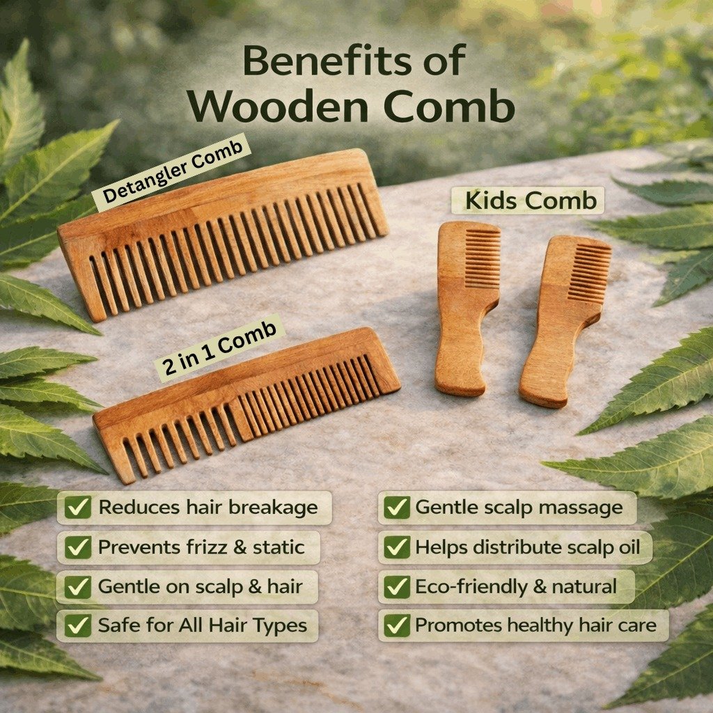 4 wooden combs (family pack)